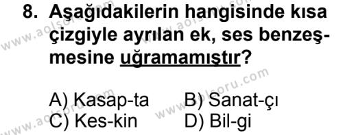 Dil ve Anlatım 5 Dersi 2011-2012 Yılı 1. Dönem Sınavı 8. Soru