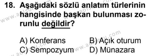 Dil ve Anlatım 8 Dersi 2016-2017 Yılı 1. Dönem Sınavı 18. Soru