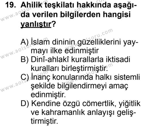 Din Kültürü ve Ahlak Bilgisi 2 Dersi 2012-2013 Yılı 2. Dönem Sınavı 19. Soru