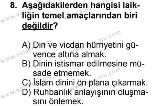 Din Kültürü ve Ahlak Bilgisi 2 Dersi 2014-2015 Yılı 1. Dönem Sınavı 8. Soru