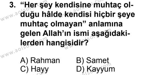 Din Kültürü ve Ahlak Bilgisi 3 Dersi 2012 - 2013 Yılı 2. Dönem Sınav Soruları 3. Soru