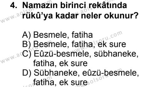 Din Kültürü ve Ahlak Bilgisi 3 Dersi 2012 - 2013 Yılı Ek Sınav Soruları 4. Soru