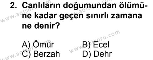 Din Kültürü ve Ahlak Bilgisi 5 Dersi 2012 - 2013 Yılı 3. Dönem Sınav Soruları 2. Soru