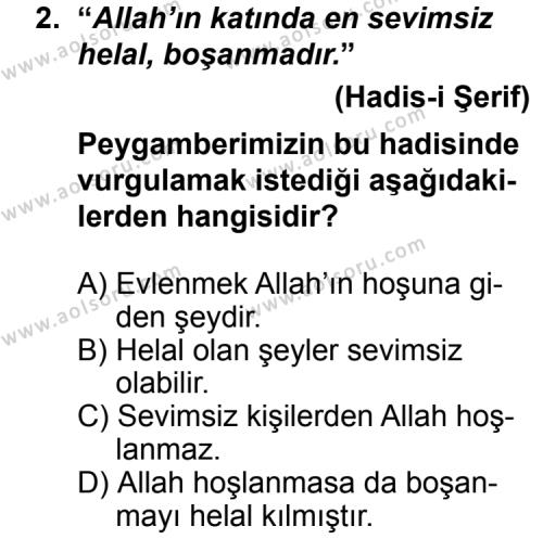 Din Kültürü ve Ahlak Bilgisi 6 Dersi 2013-2014 Yılı 2. Dönem Sınavı 2. Soru