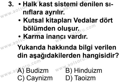Din Kültürü ve Ahlak Bilgisi 8 Dersi 2012 - 2013 Yılı 2. Dönem Sınav Soruları 3. Soru