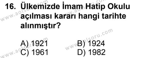 Din Kültürü ve Ahlak Bilgisi 8 Dersi 2014-2015 Yılı 2. Dönem Sınavı 16. Soru