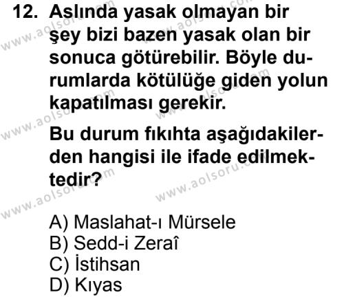 Fıkıh 1 Dersi 2011-2012 Yılı 1. Dönem Sınavı 12. Soru