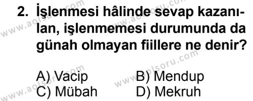 Fıkıh 1 Dersi 2012 - 2013 Yılı 2. Dönem Sınav Soruları 2. Soru