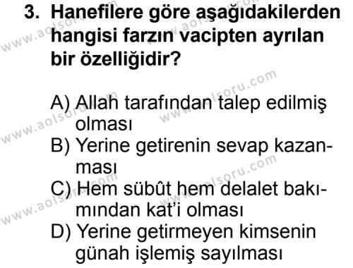 Fıkıh 1 Dersi 2012 - 2013 Yılı 2. Dönem Sınav Soruları 3. Soru