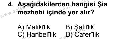 Fıkıh 1 Dersi 2012 - 2013 Yılı 2. Dönem Sınav Soruları 4. Soru