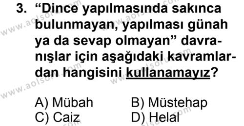 Fıkıh 1 Dersi 2013-2014 Yılı 1. Dönem Sınavı 3. Soru