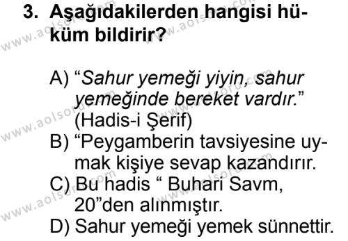 Fıkıh 1 Dersi 2013 - 2014 Yılı 2. Dönem Sınav Soruları 3. Soru
