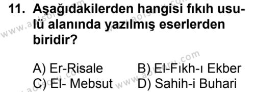 Fıkıh 1 Dersi 2016-2017 Yılı 1. Dönem Sınavı 11. Soru