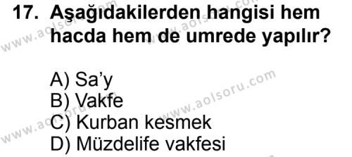 Fıkıh 2 Dersi 2014-2015 Yılı 1. Dönem Sınavı 17. Soru