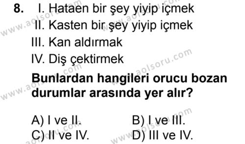 Fıkıh 2 Dersi 2017-2018 Yılı 1. Dönem Sınavı 8. Soru