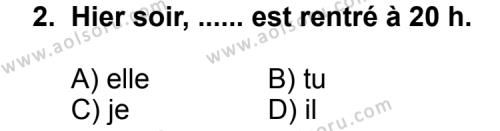 Fransızca 1 Dersi 2012 - 2013 Yılı 1. Dönem Sınav Soruları 2. Soru