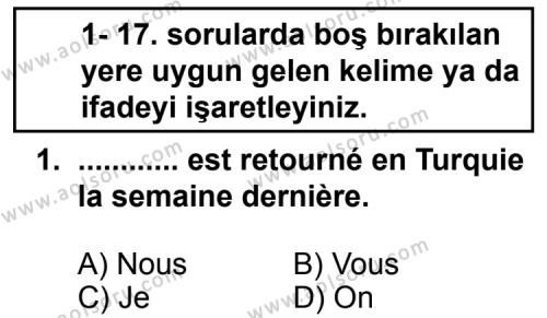 Fransızca 1 Dersi 2013 - 2014 Yılı 1. Dönem Sınav Soruları 1. Soru