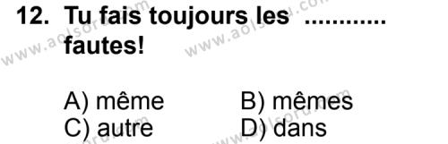 Fransızca 1 Dersi 2013-2014 Yılı 1. Dönem Sınavı 12. Soru