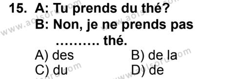 Fransızca 1 Dersi 2014-2015 Yılı 1. Dönem Sınavı 15. Soru