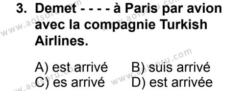 Fransızca 1 Dersi 2014 - 2015 Yılı 3. Dönem Sınav Soruları 3. Soru