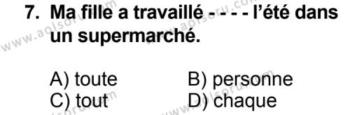 Fransızca 1 Dersi 2014-2015 Yılı 3. Dönem Sınavı 7. Soru