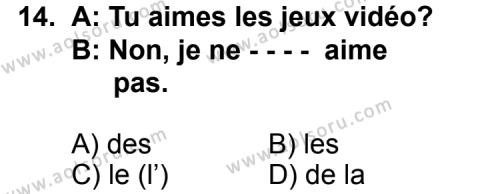 Fransızca 1 Dersi 2015-2016 Yılı 1. Dönem Sınavı 14. Soru