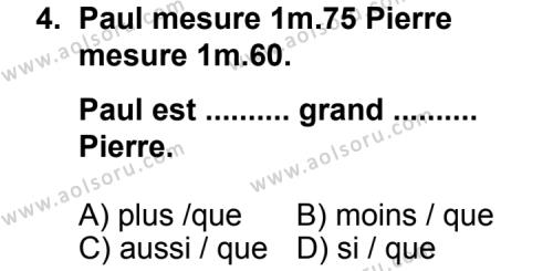 Fransızca 2 Dersi 2011 - 2012 Yılı 1. Dönem Sınav Soruları 4. Soru