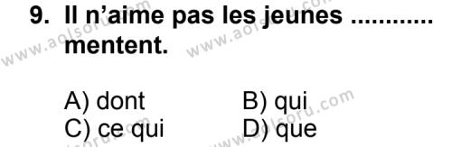 Fransızca 2 Dersi 2012-2013 Yılı 1. Dönem Sınavı 9. Soru