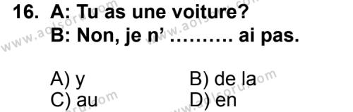 Fransızca 2 Dersi 2012-2013 Yılı 1. Dönem Sınavı 16. Soru