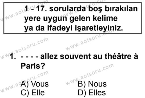 Fransızca 2 Dersi 2015 - 2016 Yılı 2. Dönem Sınav Soruları 1. Soru