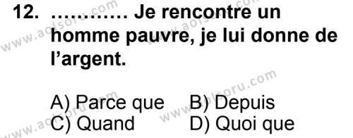 Fransızca 3 Dersi 2012-2013 Yılı 2. Dönem Sınavı 12. Soru