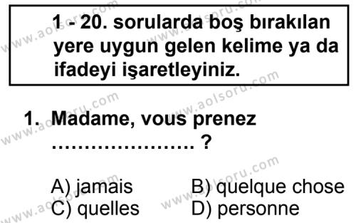 Fransızca 3 Dersi 2012 - 2013 Yılı 3. Dönem Sınav Soruları 1. Soru