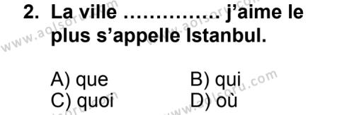 Fransızca 3 Dersi 2012 - 2013 Yılı 3. Dönem Sınav Soruları 2. Soru