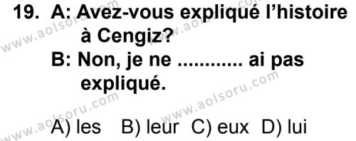 Fransızca 3 Dersi 2013-2014 Yılı 3. Dönem Sınavı 19. Soru