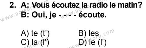 Fransızca 3 Dersi 2014 - 2015 Yılı 2. Dönem Sınav Soruları 2. Soru