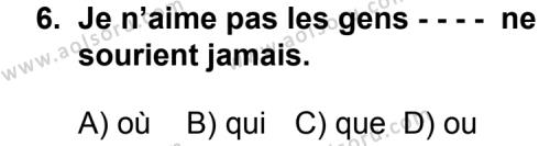 Fransızca 3 Dersi 2015-2016 Yılı 1. Dönem Sınavı 6. Soru