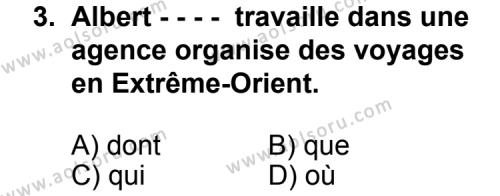 Fransızca 3 Dersi 2015 - 2016 Yılı 3. Dönem Sınav Soruları 3. Soru