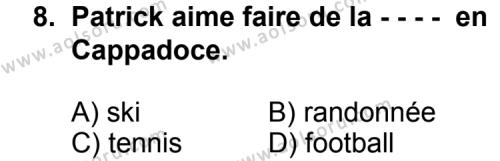 Fransızca 3 Dersi 2015-2016 Yılı 3. Dönem Sınavı 8. Soru