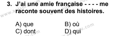 Fransızca 3 Dersi 2016-2017 Yılı 1. Dönem Sınavı 3. Soru