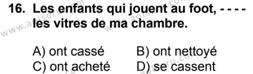 Fransızca 3 Dersi 2018-2019 Yılı 1. Dönem Sınavı 16. Soru
