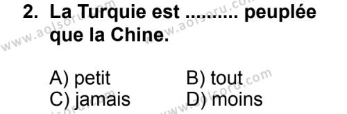Fransızca 4 Dersi 2011 - 2012 Yılı 1. Dönem Sınav Soruları 2. Soru