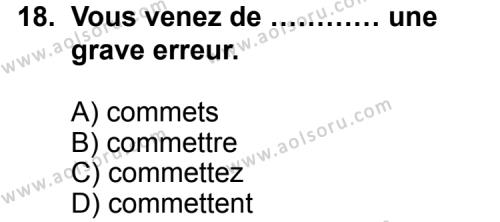 Fransızca 4 Dersi 2011-2012 Yılı 2. Dönem Sınavı 18. Soru