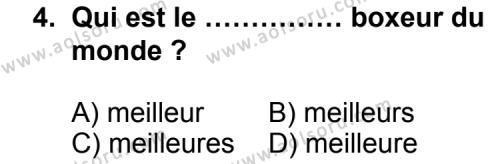 Fransızca 4 Dersi 2012 - 2013 Yılı 3. Dönem Sınav Soruları 4. Soru