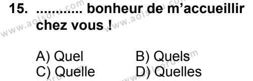 Fransızca 4 Dersi 2013-2014 Yılı 1. Dönem Sınavı 15. Soru