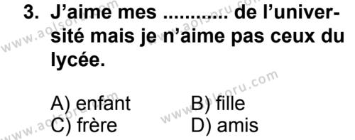 Fransızca 4 Dersi 2013 - 2014 Yılı 3. Dönem Sınav Soruları 3. Soru