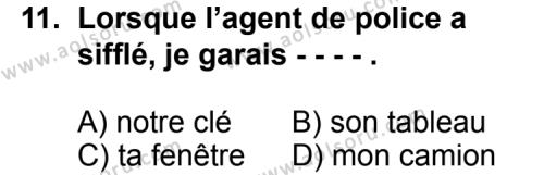 Fransızca 4 Dersi 2015-2016 Yılı 2. Dönem Sınavı 11. Soru