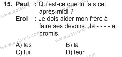Fransızca 4 Dersi 2018-2019 Yılı 2. Dönem Sınavı 15. Soru
