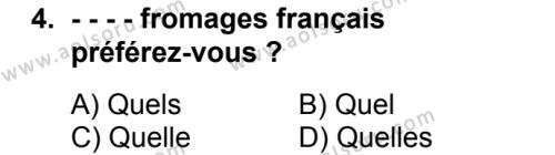 Fransızca 4 Dersi 2018 - 2019 Yılı 3. Dönem Sınav Soruları 4. Soru