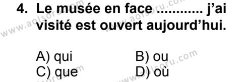Fransızca 5 Dersi 2011 - 2012 Yılı 1. Dönem Sınav Soruları 4. Soru