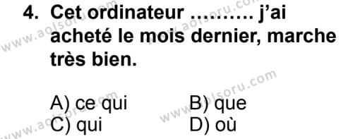 Fransızca 5 Dersi 2011 - 2012 Yılı 3. Dönem Sınav Soruları 4. Soru